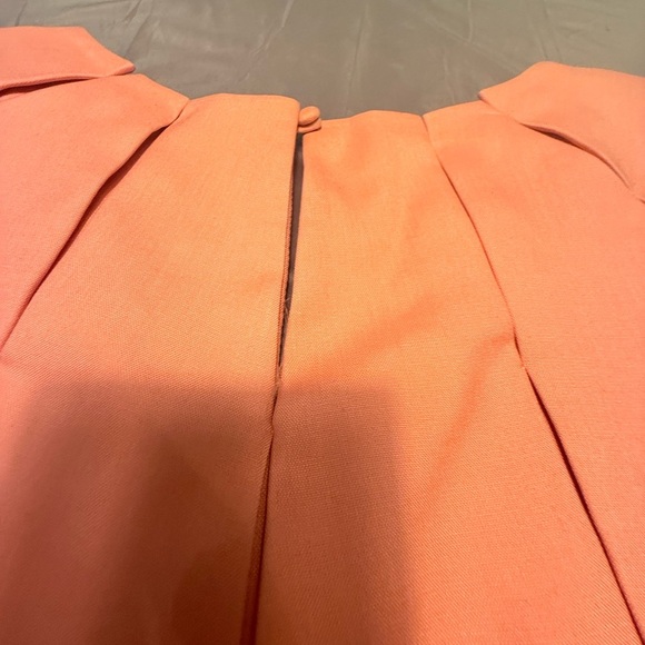 Mint Vneck Silk Orange/Pink Colorblock Sleeveless Pleated Silk Blouse Size 2/XS - Picture 6 of 12